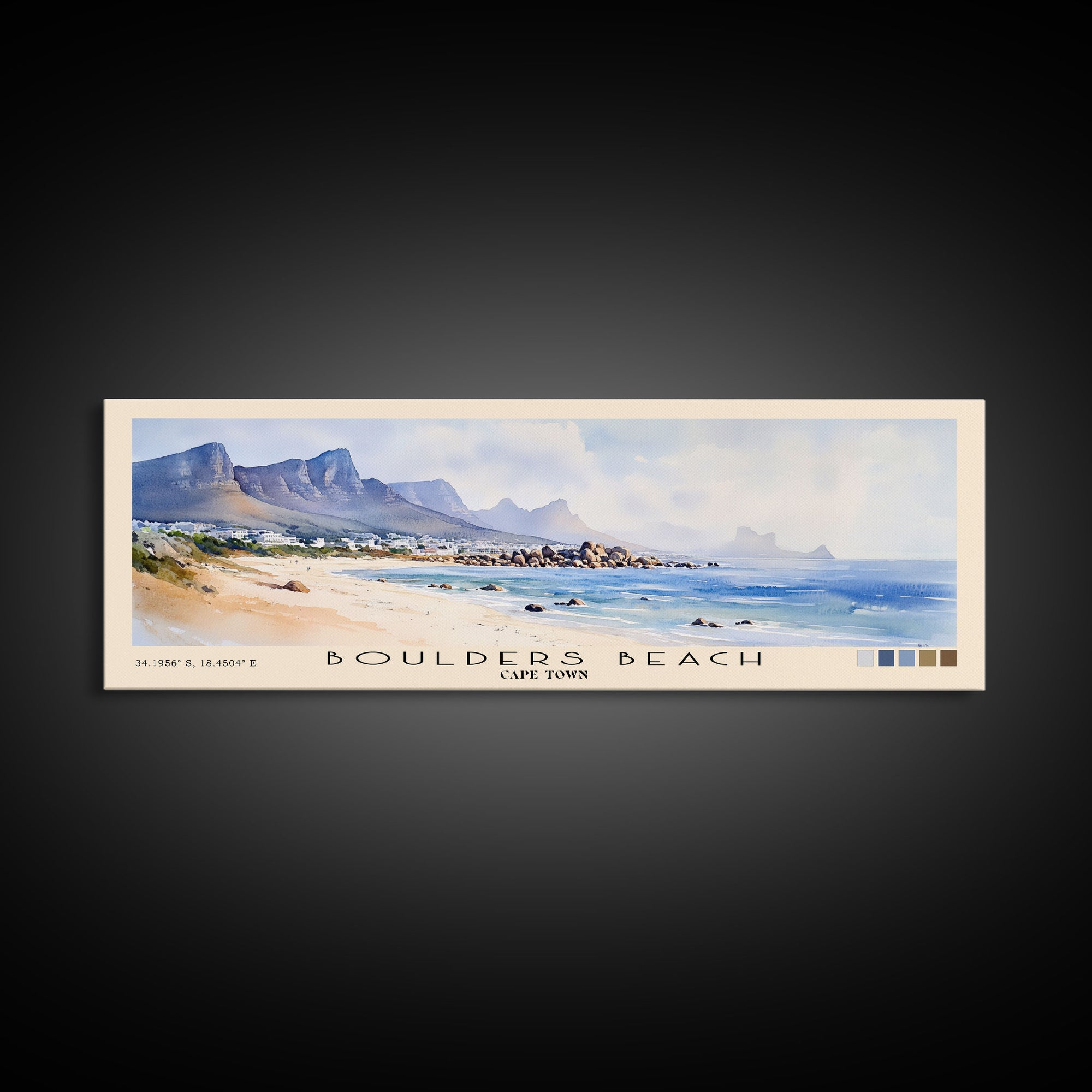 Boulders Beach, Cape Town Watercolor Beach Print, Vacation Gift, Cape Town Wall Art, Beach Painting, Beach Decor, Beach Painting