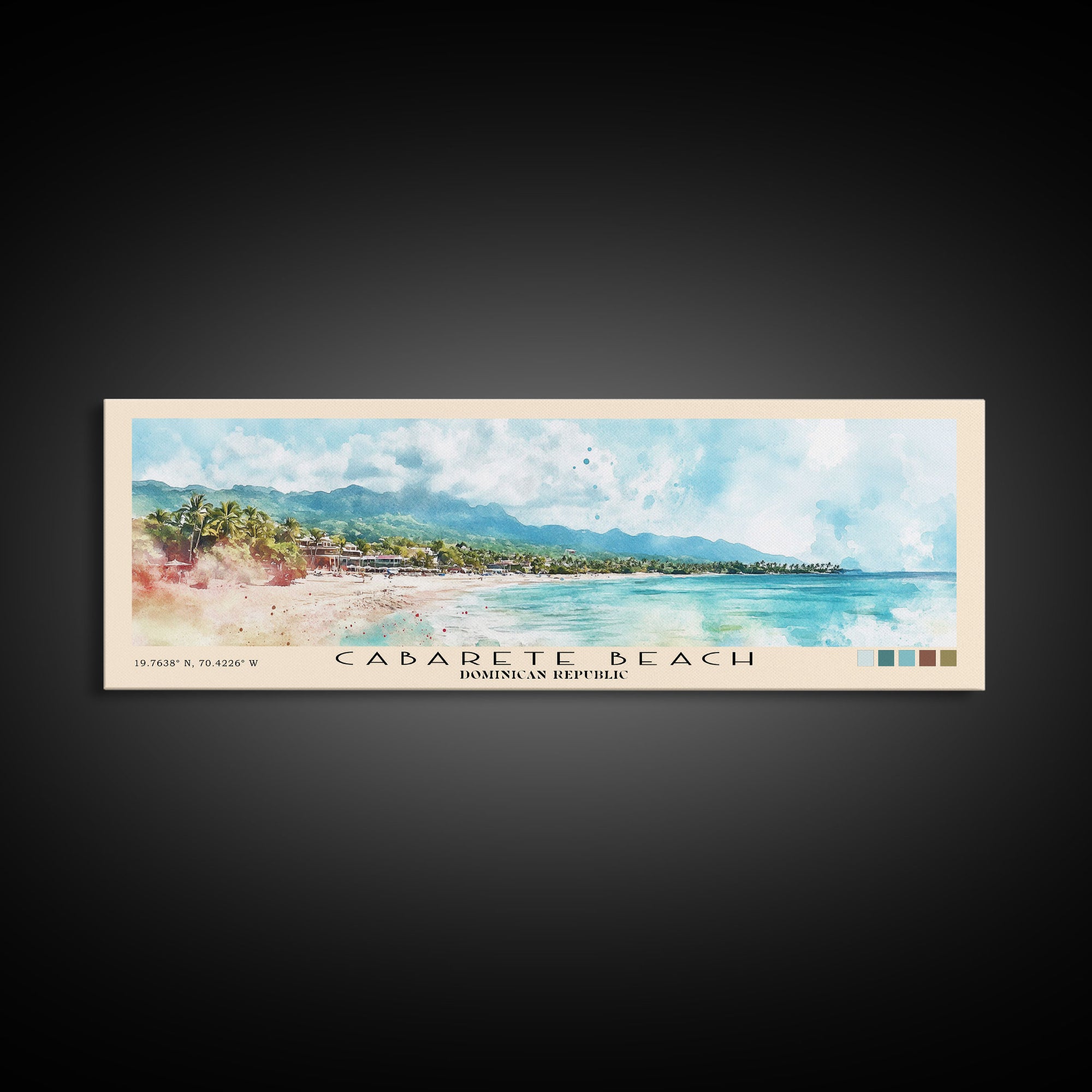 Cabarete Beach, Dominican Republic Watercolor Print, Vacation Gift, Dominican Republic Wall Art, Beach Painting, Beach Decor, Large Wall Art, Wood Frame Art