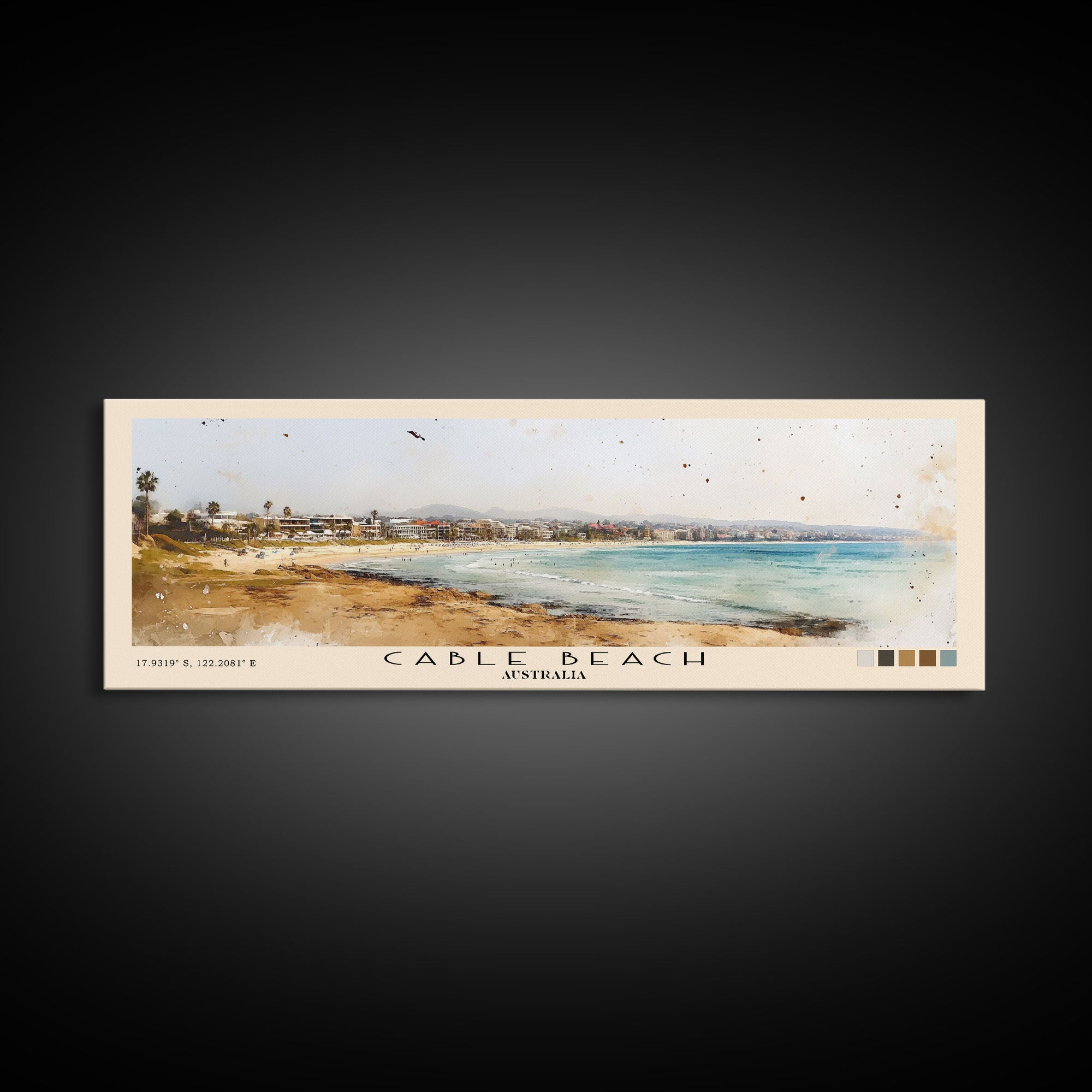 Cable Beach, Australia Watercolor Print, Vacation Gift, Australia Wall Art, Beach Painting, Beach Decor, Beach Or Lakehouse Art