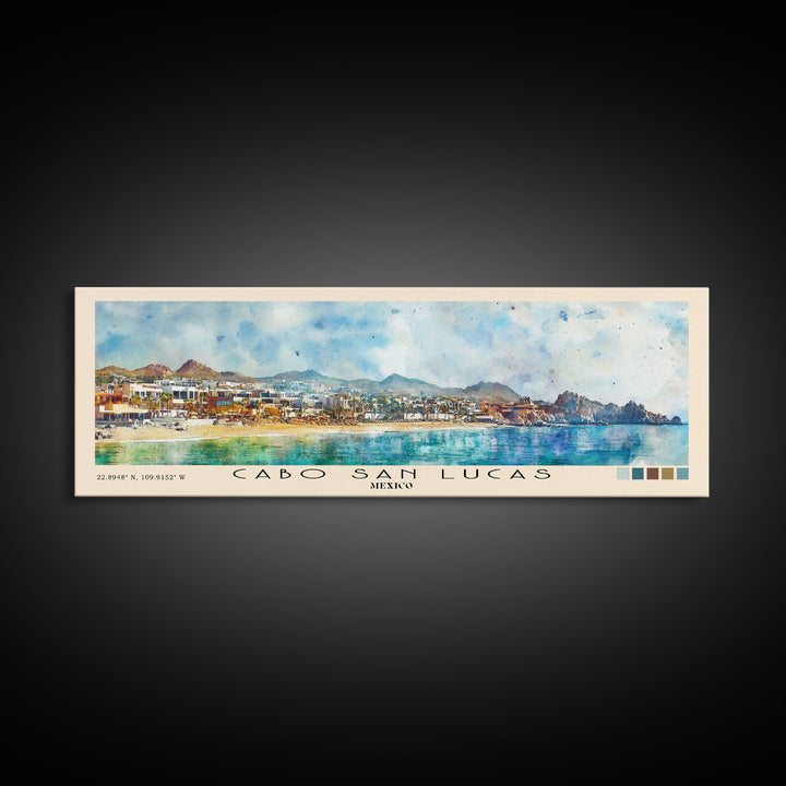 Cabo San Lucas, Mexico Watercolor Print, Vacation Gift, Mexico Wall Art, Beach Painting, Beach Decor, Large Wall Art, Wood Frame Art