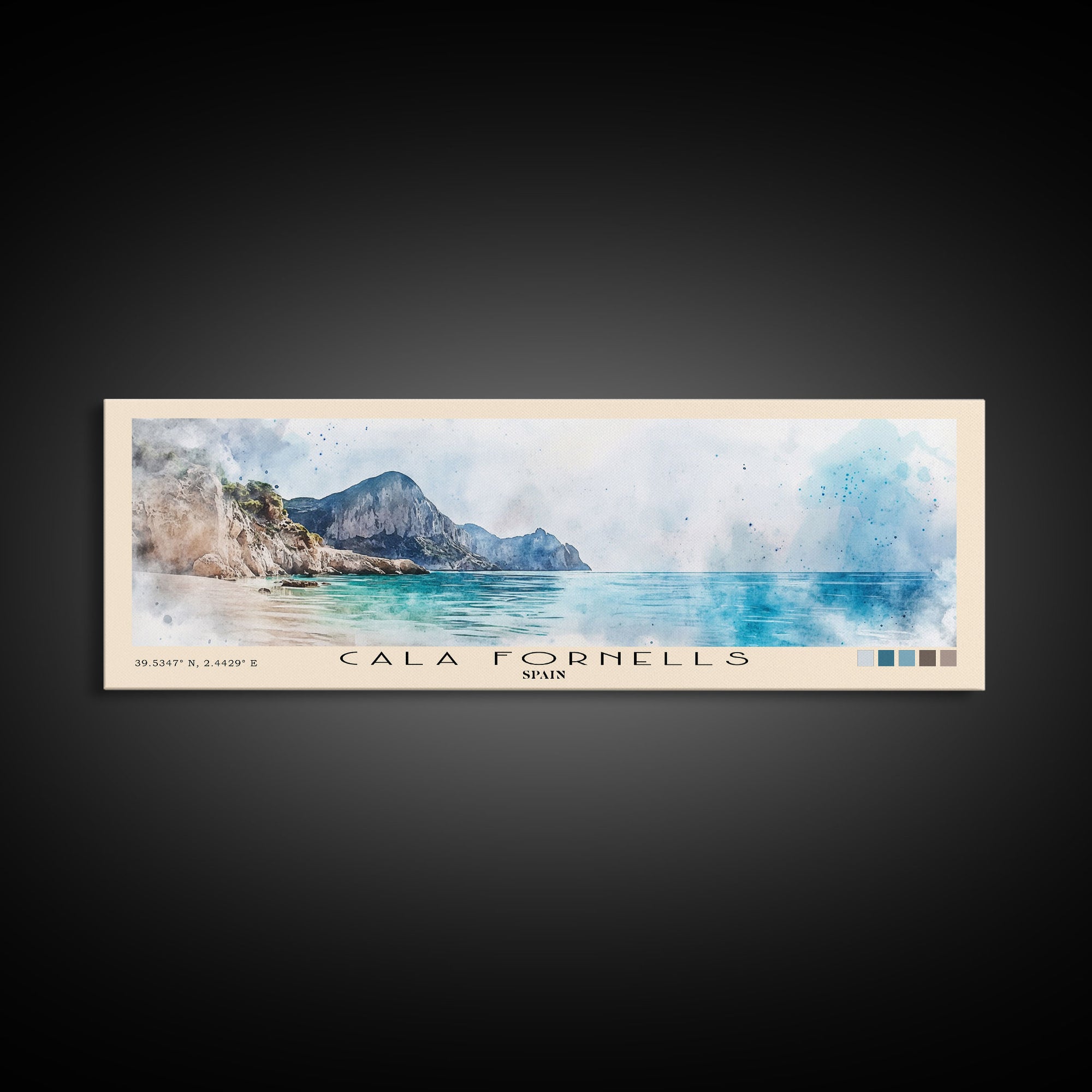 Cala Fornells, Spain Watercolor Print, Vacation Gift, Spain Wall Art, Beach Painting, Beach Decor, Beach Or Lakehouse Art