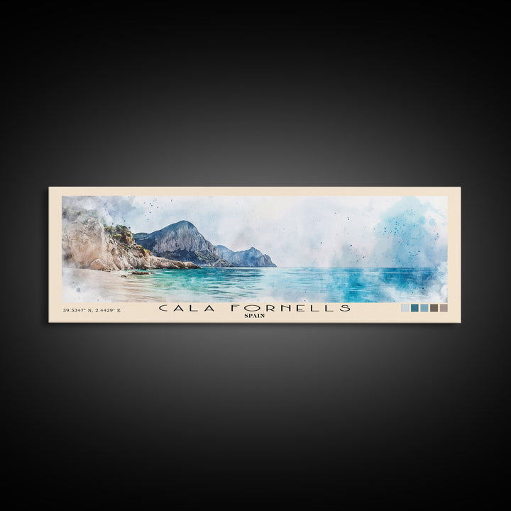 Cala Fornells, Spain Watercolor Print, Vacation Gift, Spain Wall Art, Beach Painting, Beach Decor, Beach Or Lakehouse Art