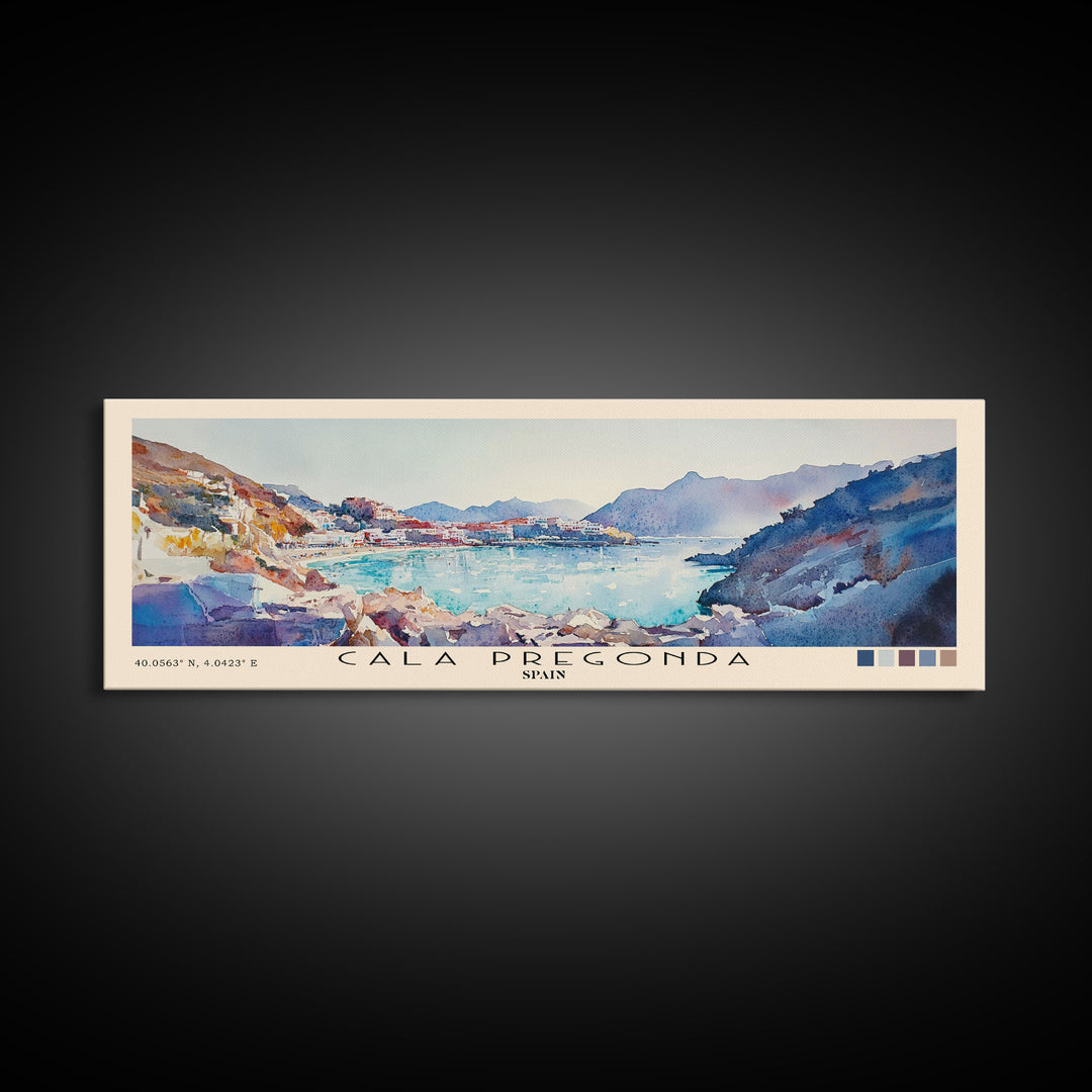 Cala Pregonda, Spain Watercolor Print, Vacation Gift, Spain Wall Art, Beach Painting, Beach Decor, Large Wall Art, Wood Frame Art