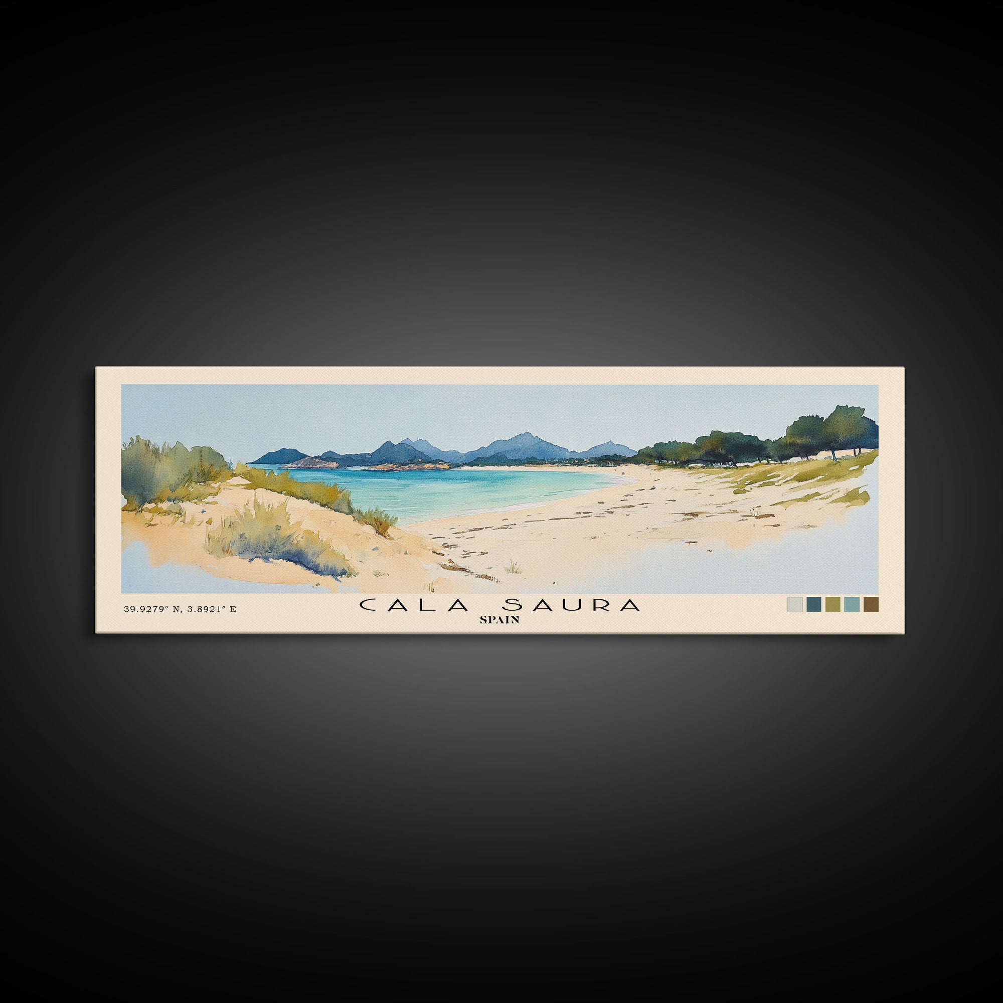 Cala Saura, Spain Watercolor Print, Vacation Gift, Spain Wall Art, Vacation Wall Art, Vacatation Memories, Beach Decor, Beach Or Lakehouse Art