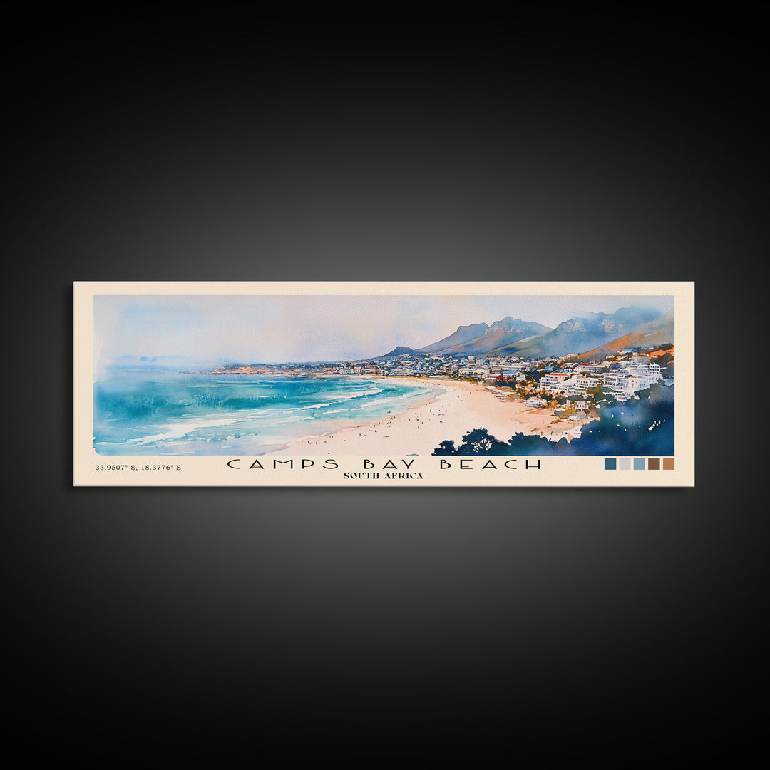 Camps Bay Beach, South Africa Watercolor Print, Vacation Gift, South Africa Wall Art, Beach Painting, Beach Decor, Beach Or Lakehouse Art