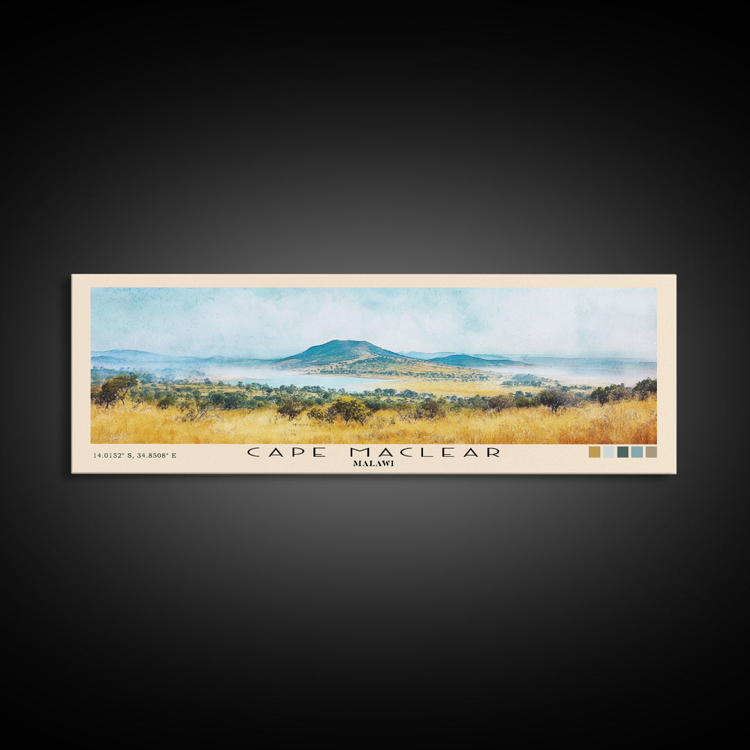 Cape Maclear, Malawi Watercolor Print, Vacation Gift, Malawi Wall Art, Beach Painting, Beach Decor, Large Wall Art, Wood Frame Art
