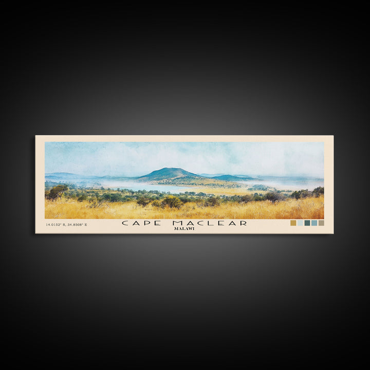 Cape Maclear, Malawi Watercolor Print, Vacation Gift, Malawi Wall Art, Beach Painting, Beach Decor, Large Wall Art, Wood Frame Art