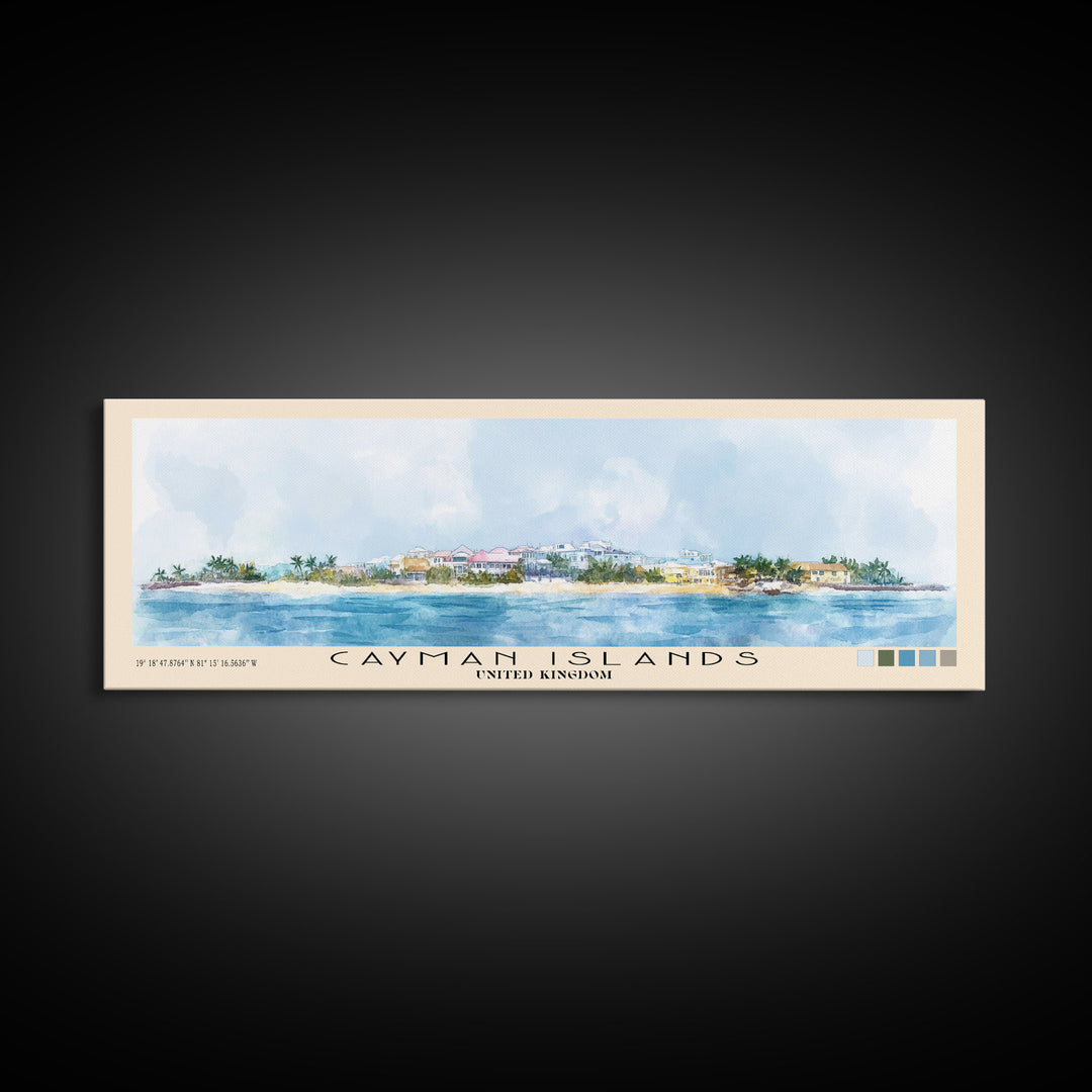 Cayman Islands, United Kingdom Watercolor Beach Print, Vacation Gift, United Kingdom Wall Art, Beach Painting, Beach Decor, Beach Painting
