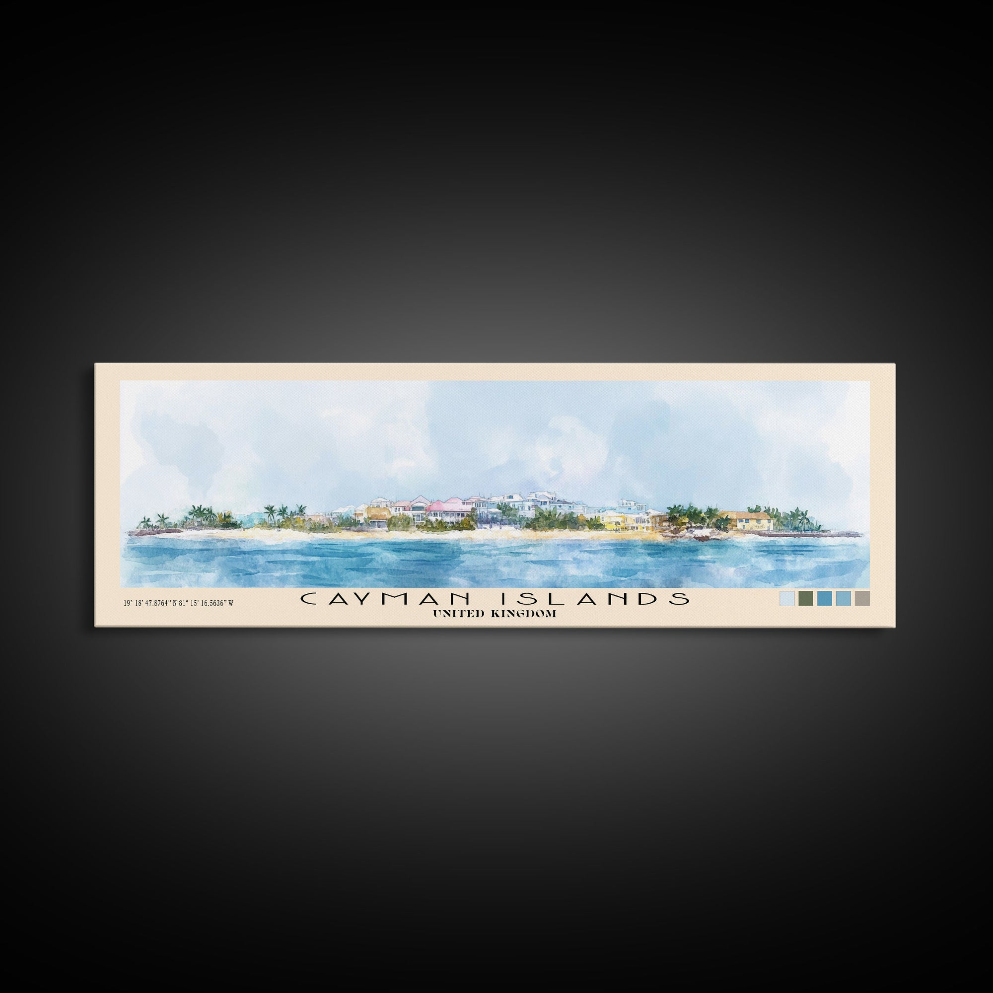 Cayman Islands, United Kingdom Watercolor Beach Print, Vacation Gift, United Kingdom Wall Art, Beach Painting, Beach Decor, Beach Painting
