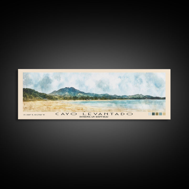 Cayo Levantado, Dominican Republic Watercolor Print, Vacation Gift, Dominican Republic Wall Art, Beach Painting, Beach Decor, Large Wall Art, Wood Frame Art