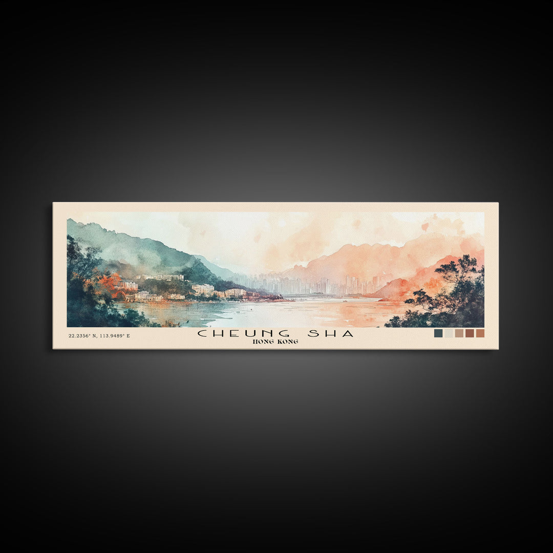 Cheung Sha, Hong Kong Watercolor Print, Vacation Gift, Hong Kong Wall Art, Vacation Wall Art, Vacatation Memories, Beach Decor, Beach Or Lakehouse Art