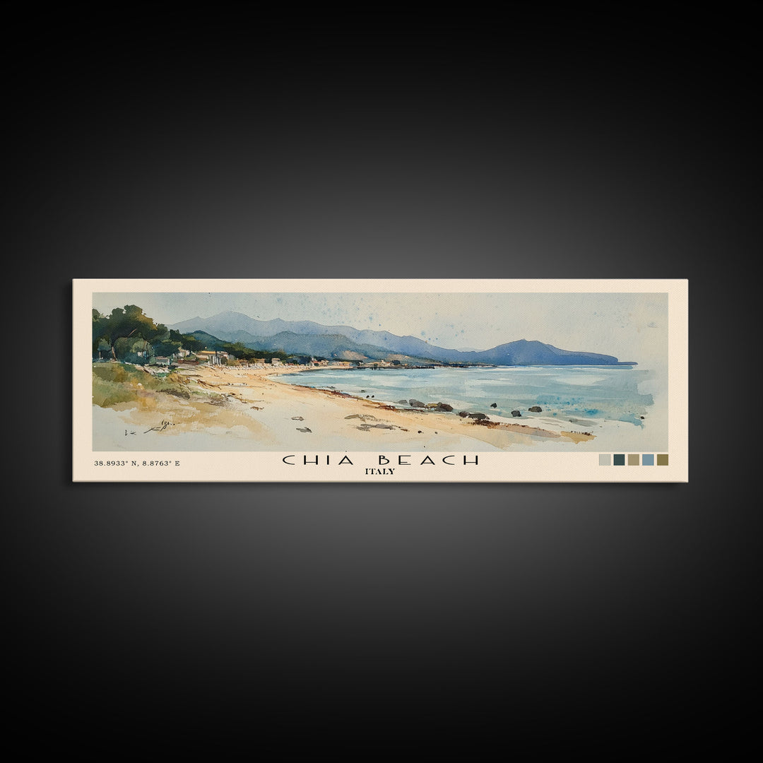 Chia Beach, Italy Watercolor Print, Vacation Gift, Italy Wall Art, Beach Painting, Beach Decor, Beach Or Lakehouse Art