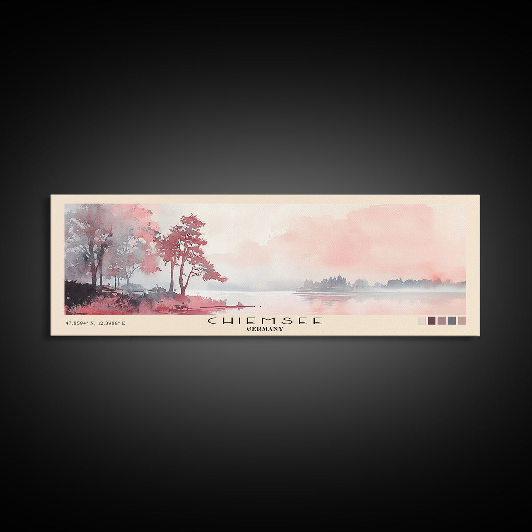 Chiemsee, Germany Watercolor Print, Vacation Gift, Germany Wall Art, Beach Painting, Beach Decor, Large Wall Art, Wood Frame Art