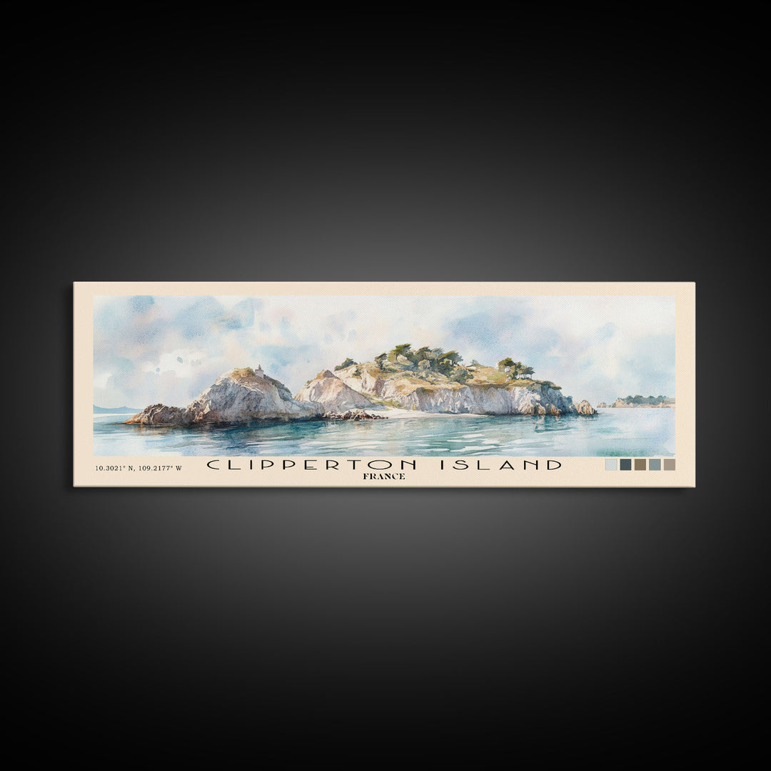 Clipperton Island, France Watercolor Print, Vacation Gift, France Wall Art, Vacation Wall Art, Vacatation Memories, Beach Decor, Beach Or Lakehouse Art