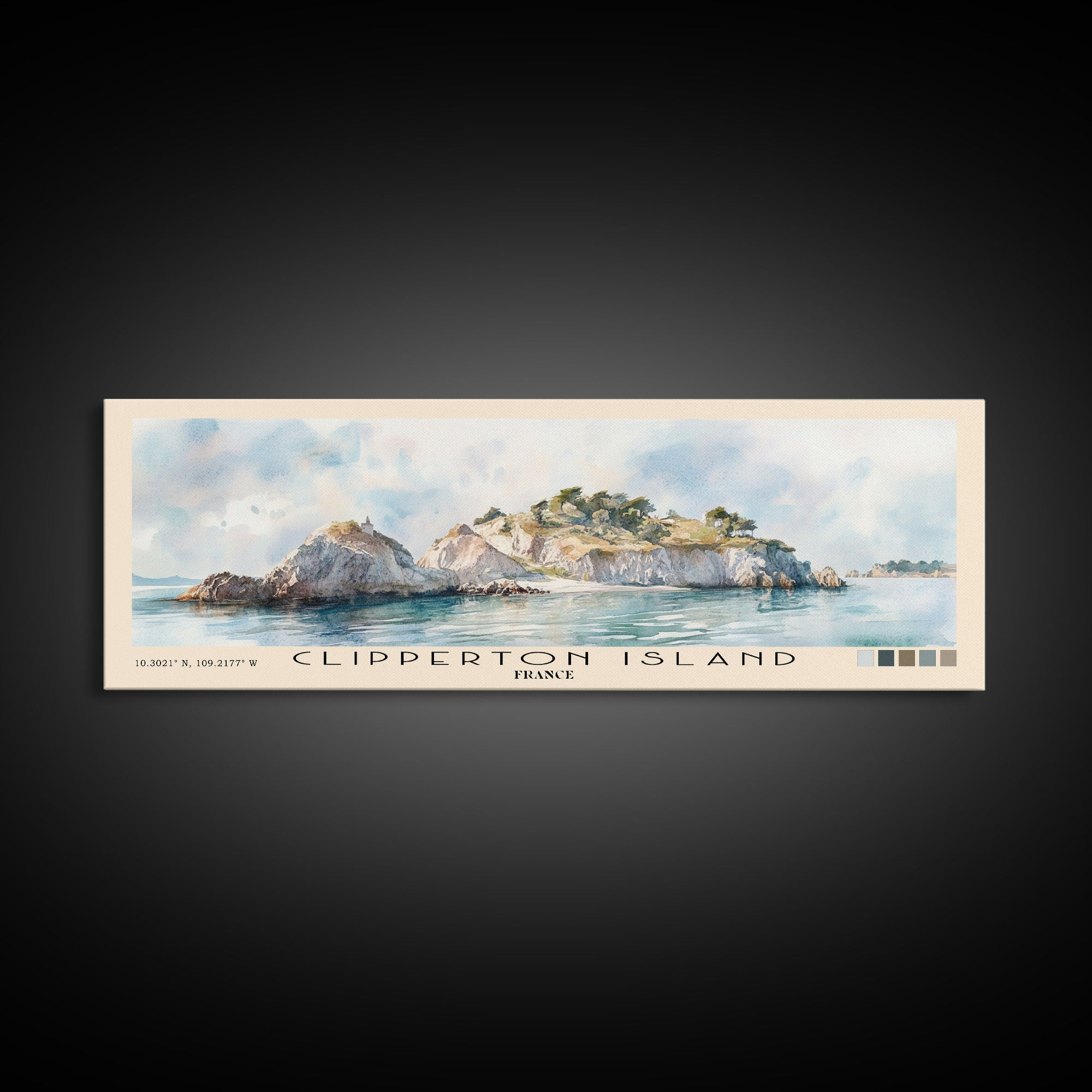 Clipperton Island, France Watercolor Print, Vacation Gift, France Wall Art, Vacation Wall Art, Vacatation Memories, Beach Decor, Beach Or Lakehouse Art
