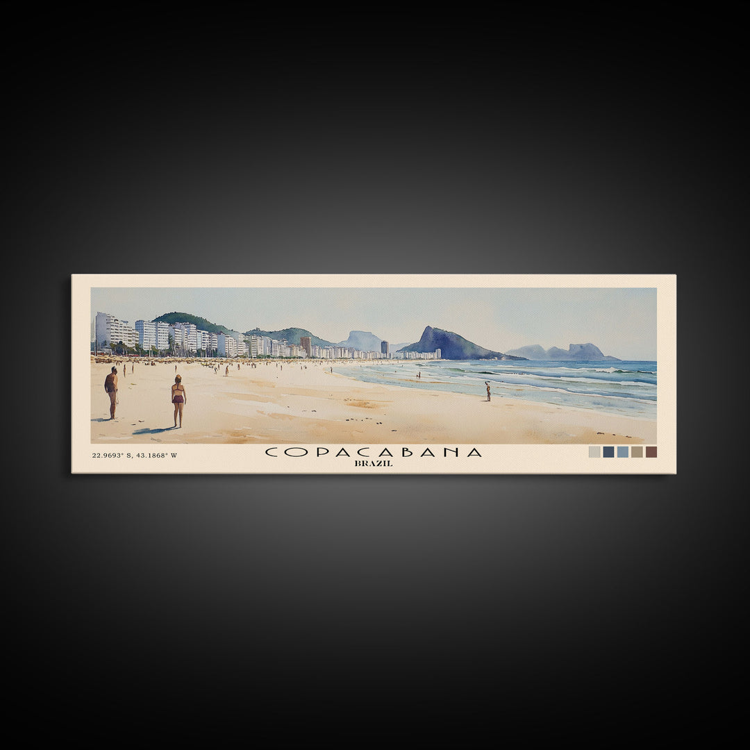 Copacabana, Brazil Watercolor Print, Vacation Gift, Brazil Wall Art, Beach Painting, Beach Decor, Beach Or Lakehouse Art