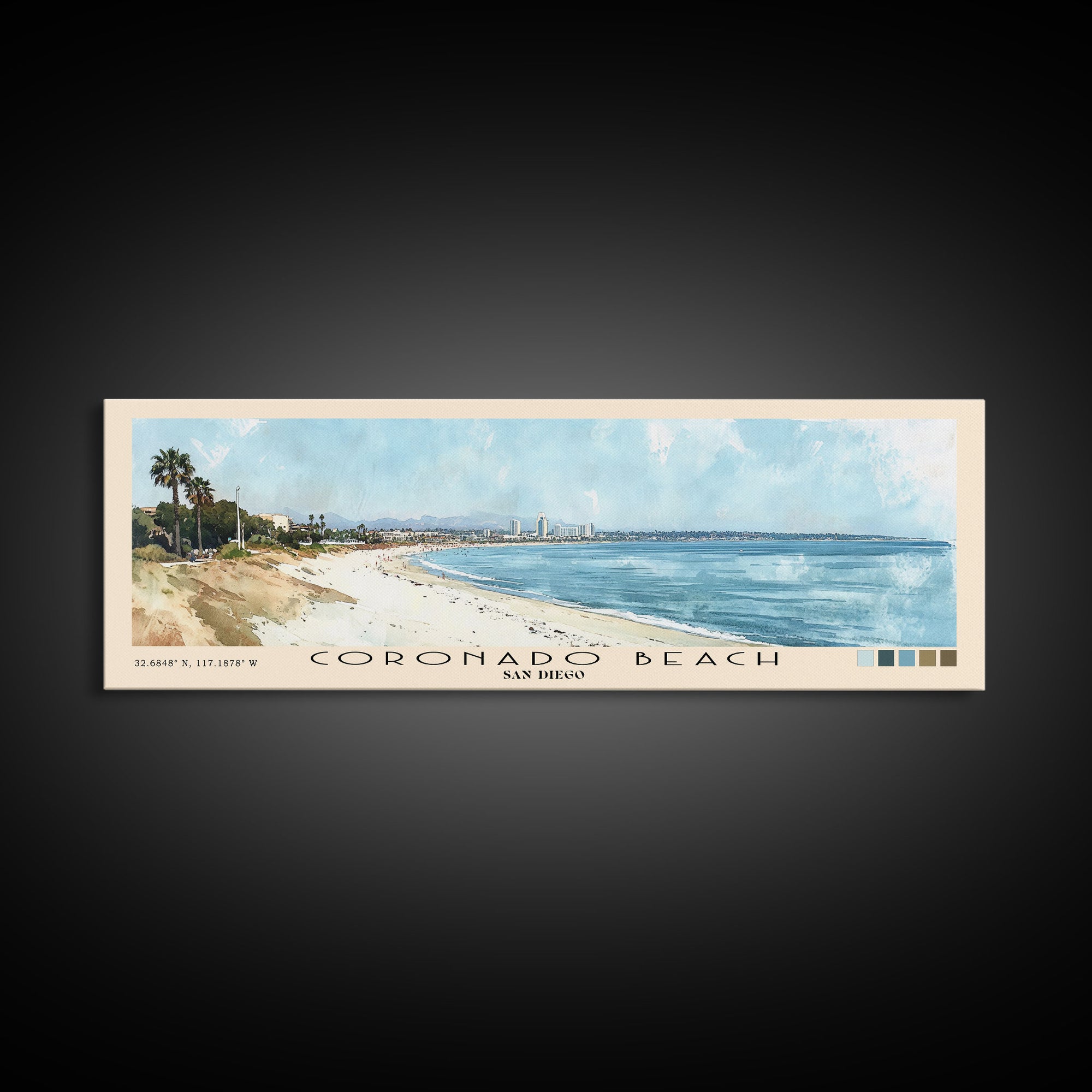 Coronado Beach, San Diego Watercolor Beach Print, Vacation Gift, San Diego Wall Art, Beach Painting, Beach Decor, Beach Painting