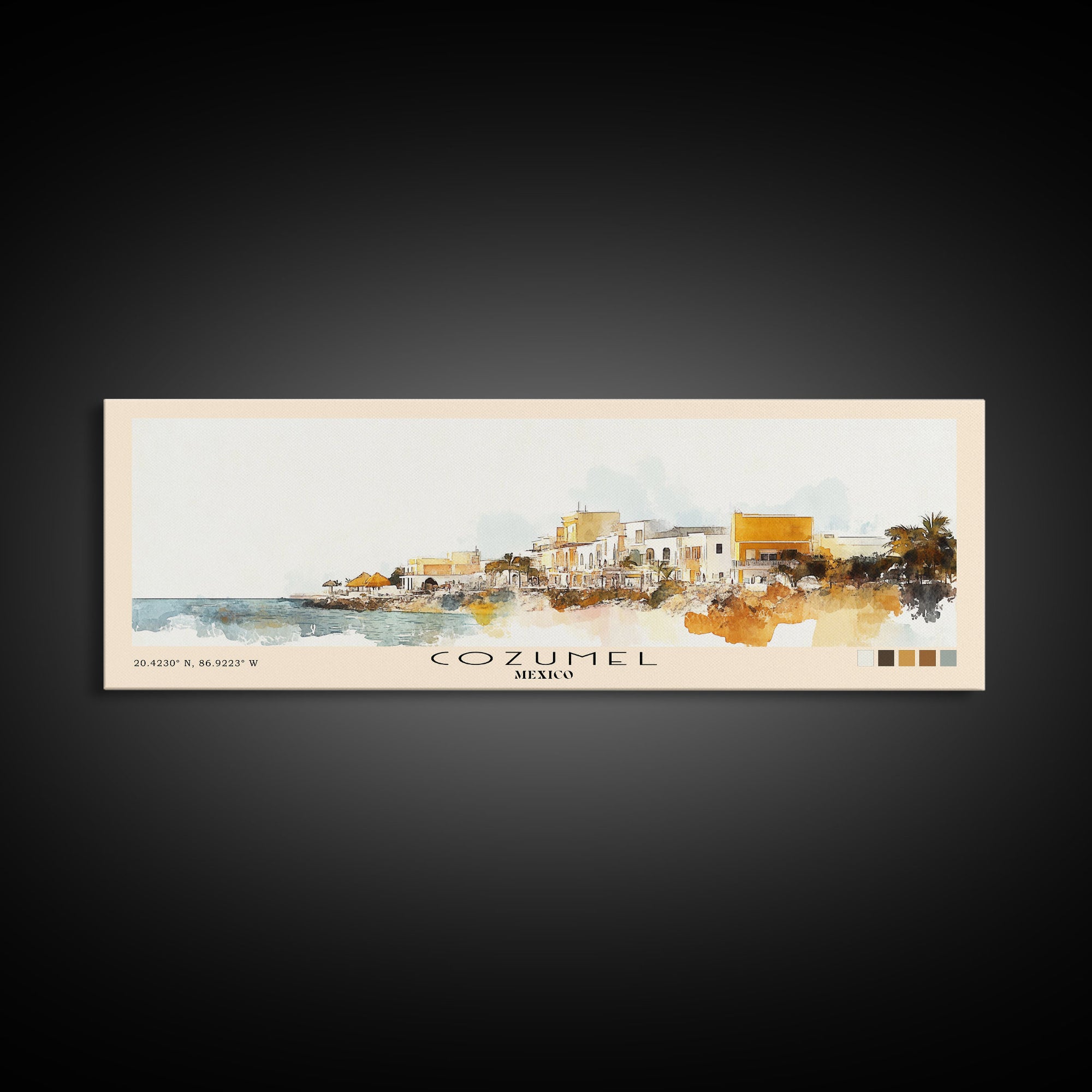 Cozumel, Mexico Watercolor Print, Vacation Gift, Mexico Wall Art, Beach Painting, Beach Decor, Large Wall Art, Wood Frame Art