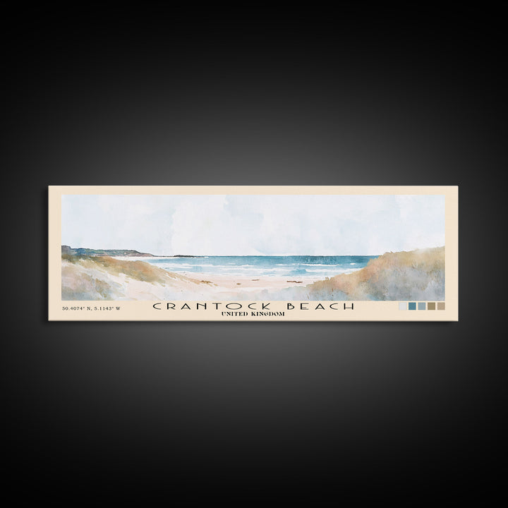 Crantock Beach, United Kingdom Watercolor Print, Vacation Gift, United Kingdom Wall Art, Beach Painting, Beach Decor, Beach Or Lakehouse Art