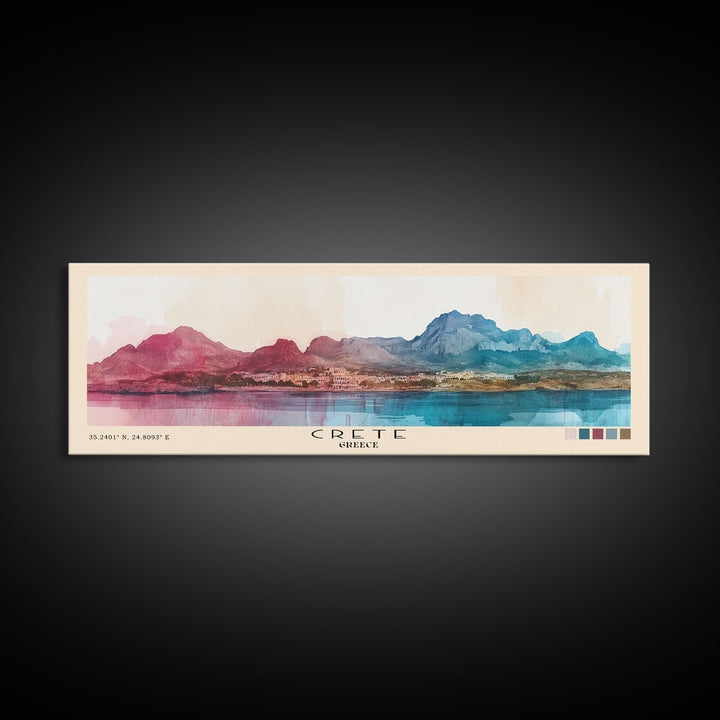 Crete, Greece Watercolor Beach Print, Vacation Gift, Greece Wall Art, Beach Painting, Beach Decor, Beach Painting