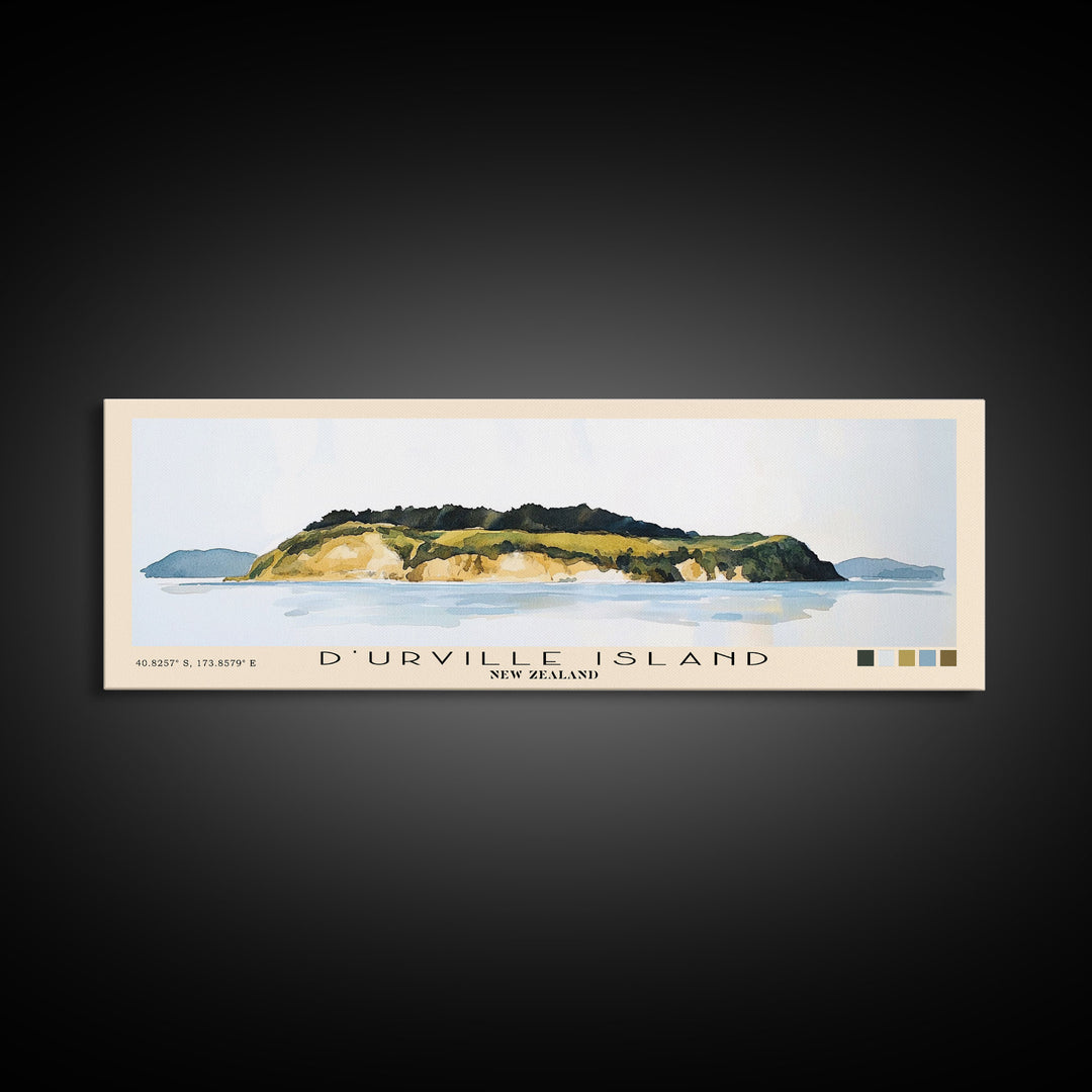 D’Urville Island, New Zealand Watercolor Beach Print, Vacation Gift, New Zealand Wall Art, Framed Canvas Print, Framed Beach Painting
