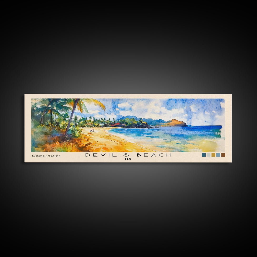 Devil’s Beach, Fiji Watercolor Beach Print, Vacation Gift, Fiji Wall Art, Beach Painting, Beach Decor, Beach Painting