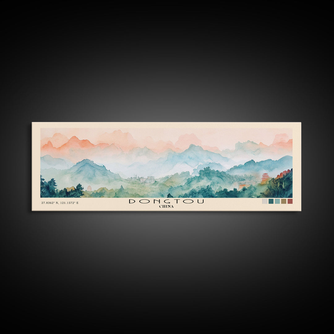 Dongtou, China Watercolor Print, Vacation Gift, China Wall Art, Beach Painting, Beach Decor, Large Wall Art, Wood Frame Art