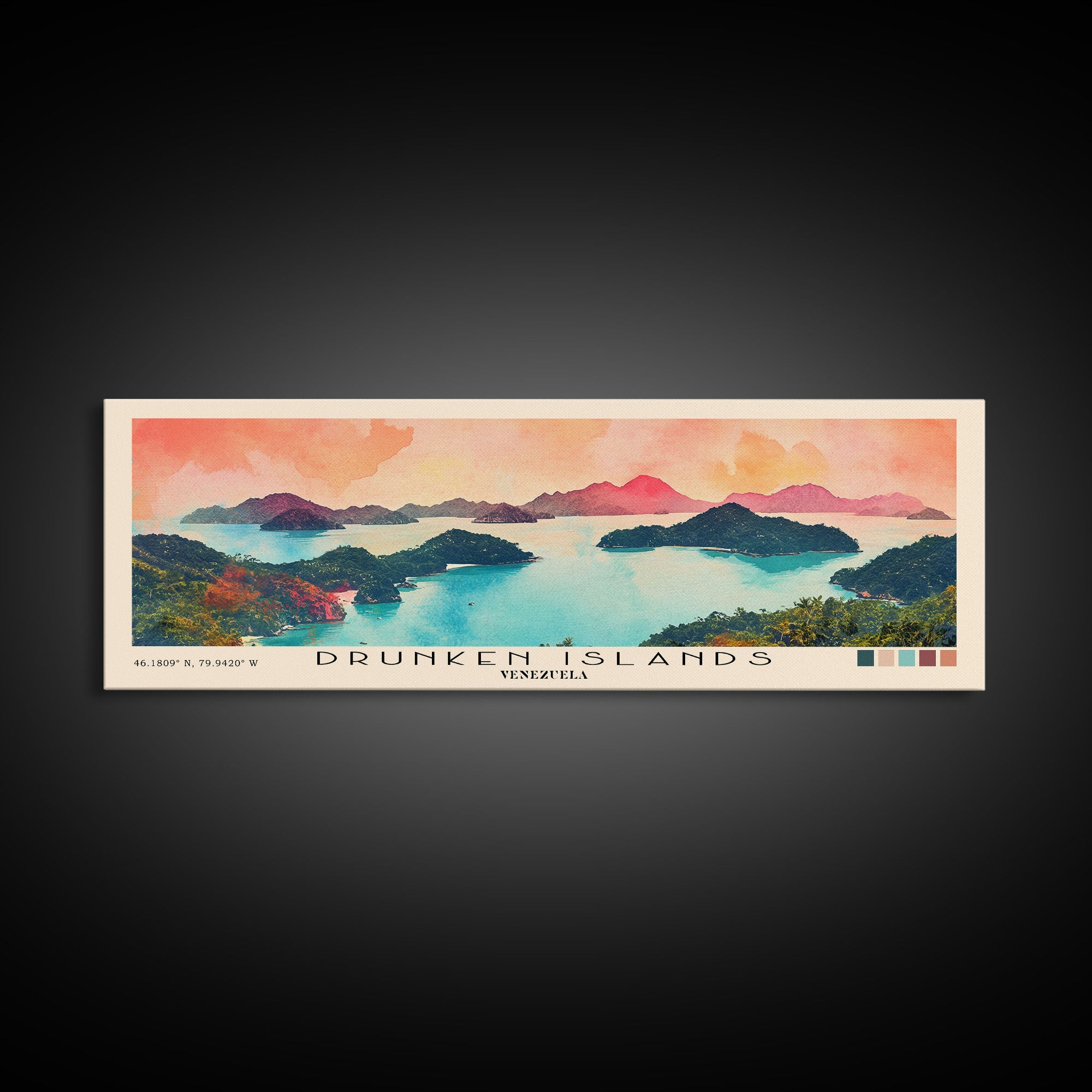 Drunken Islands, Venezuela Watercolor Print, Vacation Gift, Venezuela Wall Art, Beach Painting, Beach Decor, Beach Or Lakehouse Art