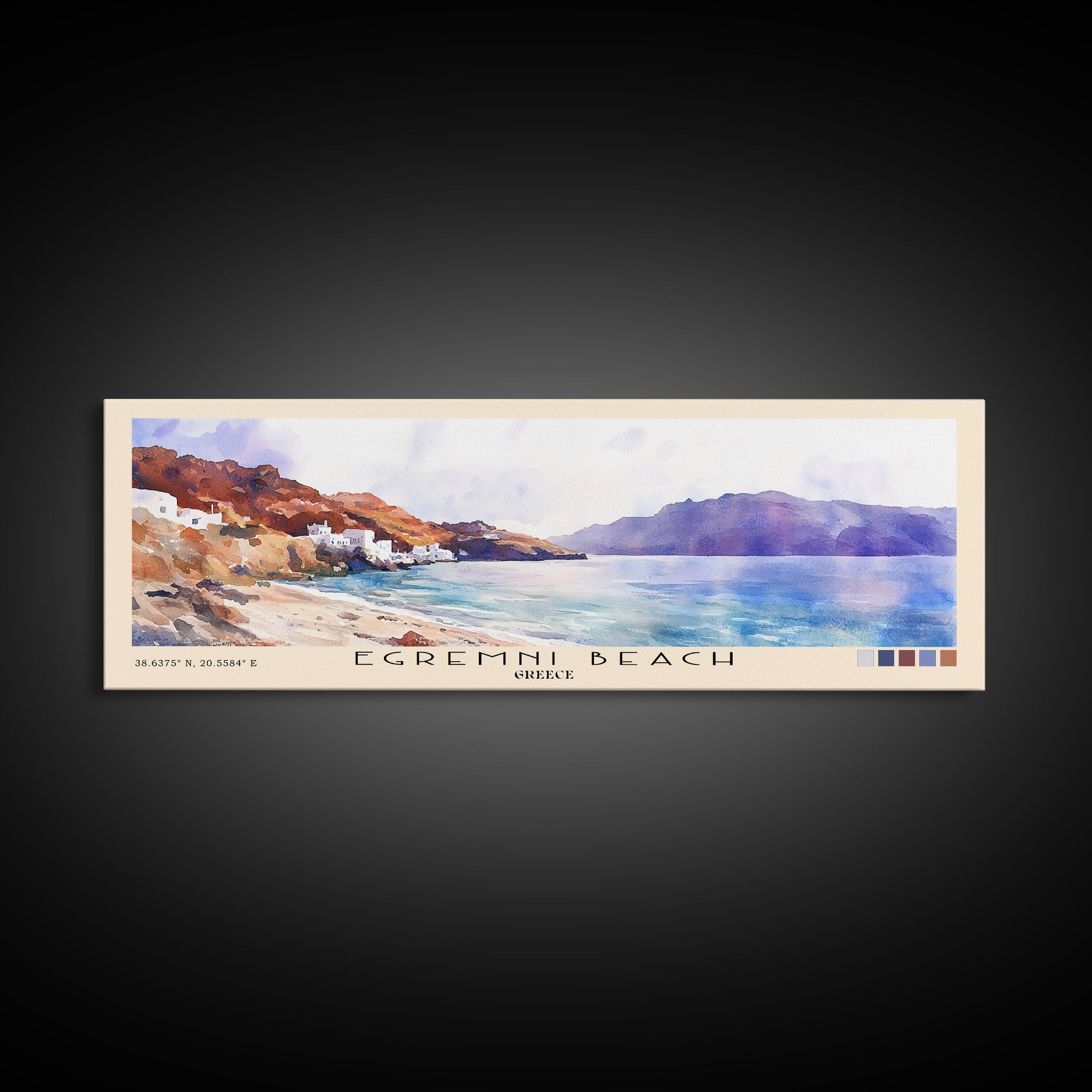Egremni Beach, Greece Watercolor Print, Vacation Gift, Greece Wall Art, Vacation Wall Art, Vacatation Memories, Beach Decor, Beach Or Lakehouse Art