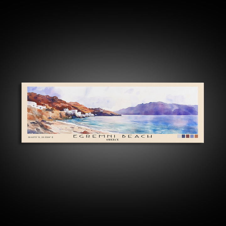 Egremni Beach, Greece Watercolor Print, Vacation Gift, Greece Wall Art, Vacation Wall Art, Vacatation Memories, Beach Decor, Beach Or Lakehouse Art