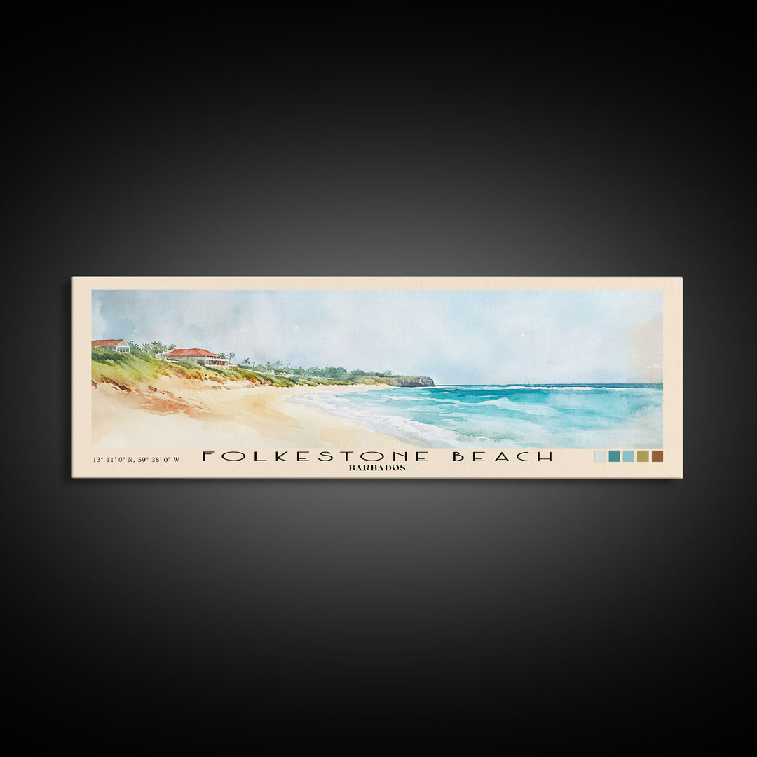 Folkestone Beach, Barbados Watercolor Beach Print, Vacation Gift, Barbados Wall Art, Beach Painting, Beach Decor, Beach Painting