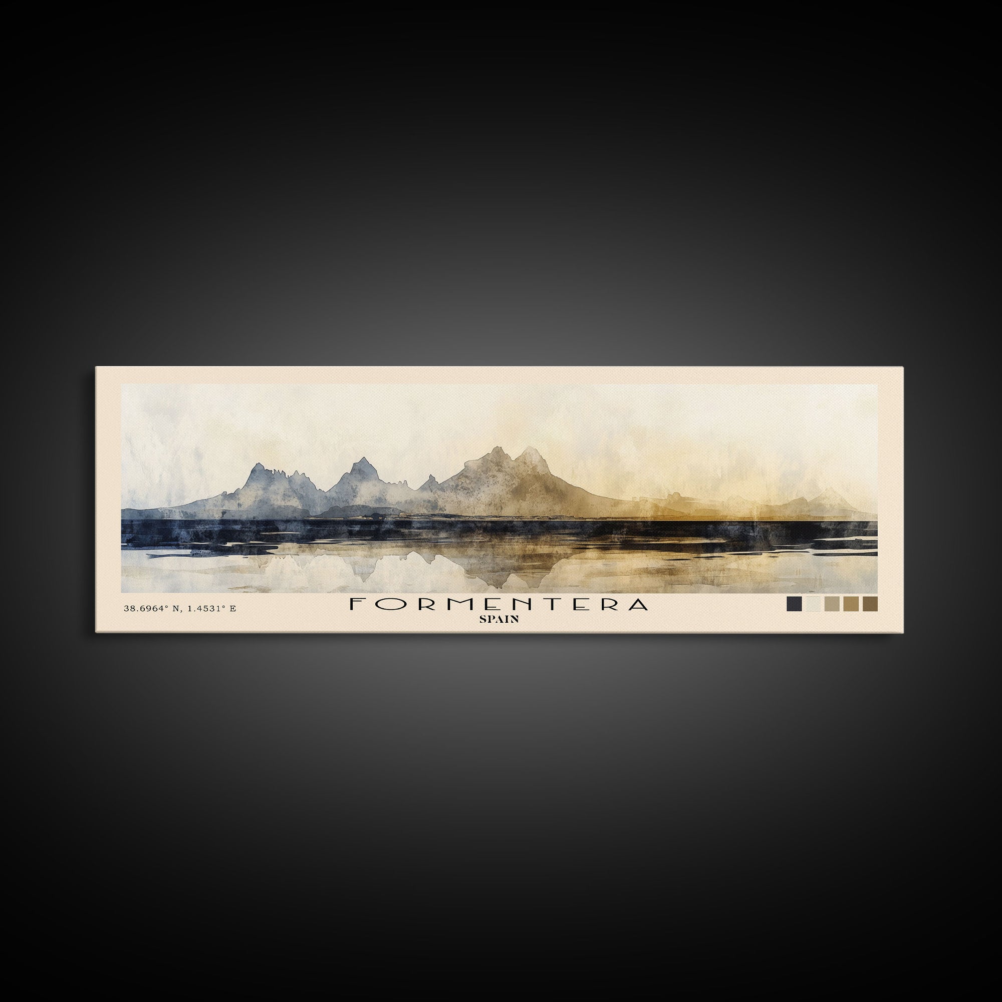 Formentera, Spain Watercolor Print, Vacation Gift, Spain Wall Art, Beach Painting, Beach Decor, Large Wall Art, Wood Frame Art