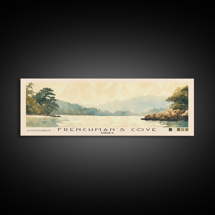 Frenchman’s Cove, Jamaica Watercolor Print, Vacation Gift, Jamaica Wall Art, Beach Painting, Beach Decor, Large Wall Art, Wood Frame Art
