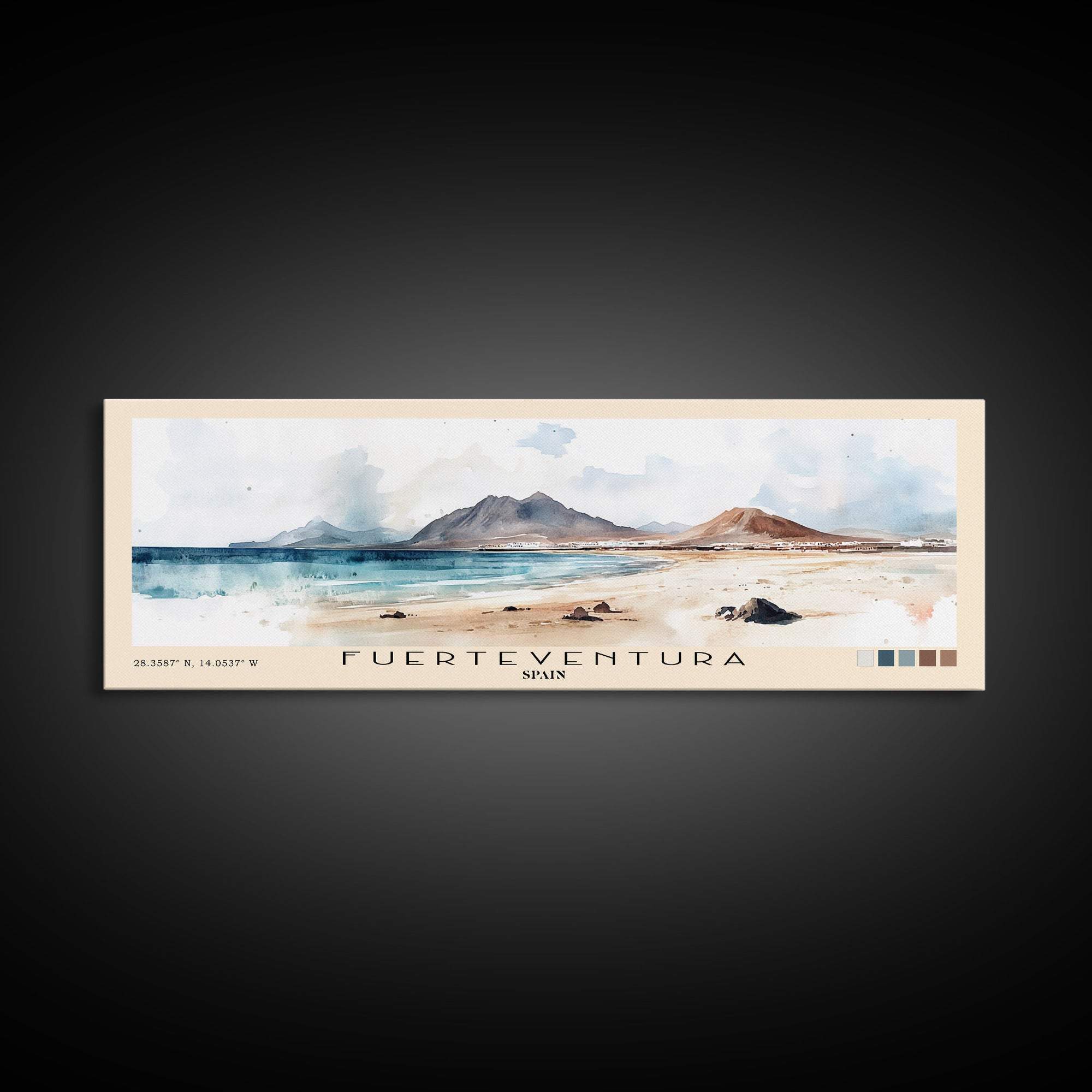 Fuerteventura, Spain Watercolor Print, Vacation Gift, Spain Wall Art, Beach Painting, Beach Decor, Beach Or Lakehouse Art