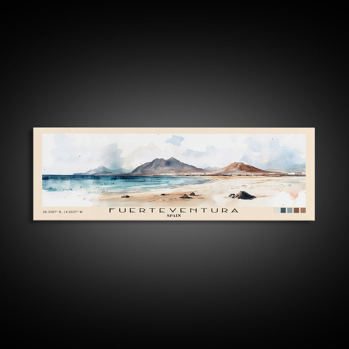 Fuerteventura, Spain Watercolor Print, Vacation Gift, Spain Wall Art, Beach Painting, Beach Decor, Beach Or Lakehouse Art