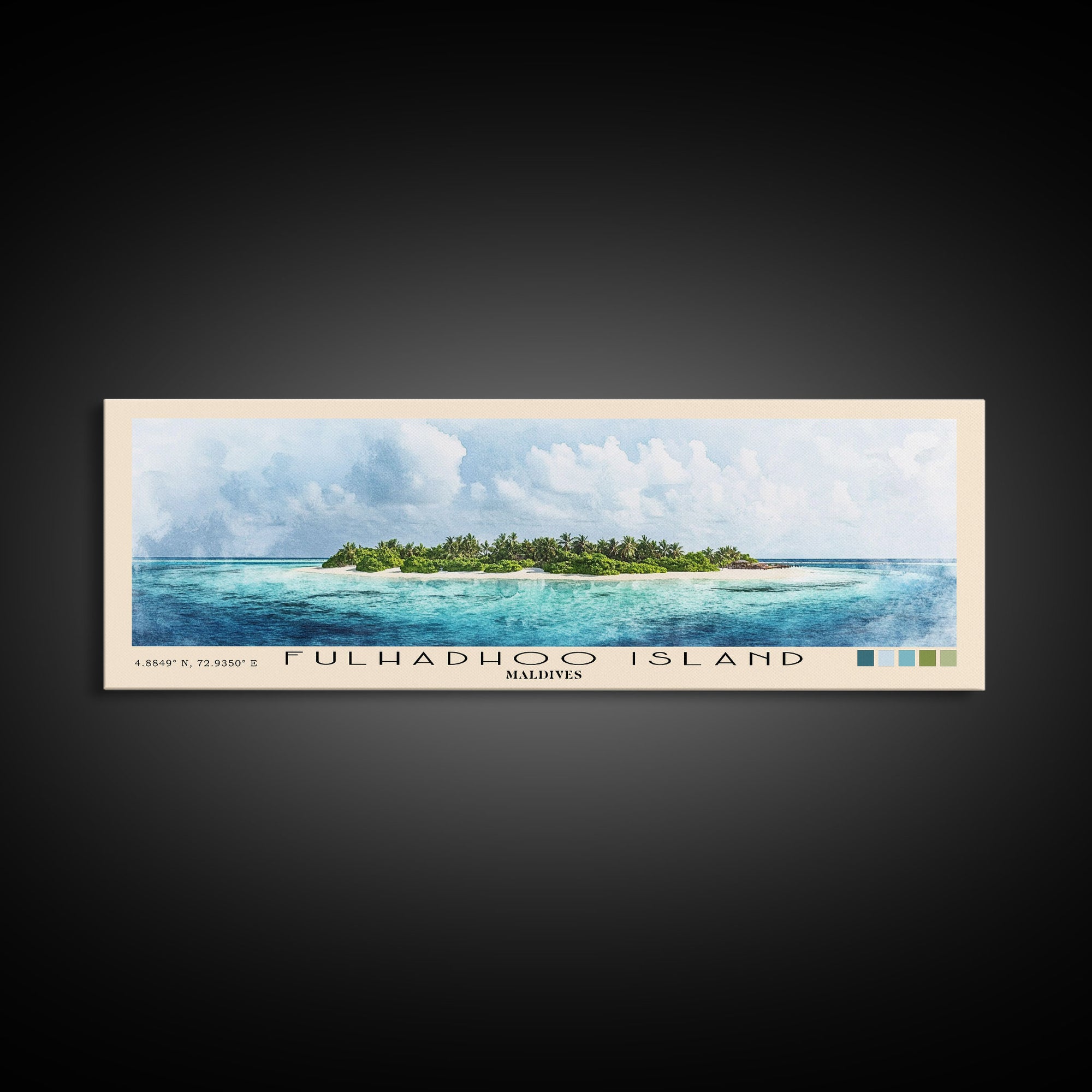 Fulhadhoo Island, Maldives Watercolor Beach Print, Vacation Gift, Maldives Wall Art, Beach Painting, Beach Decor, Beach Painting