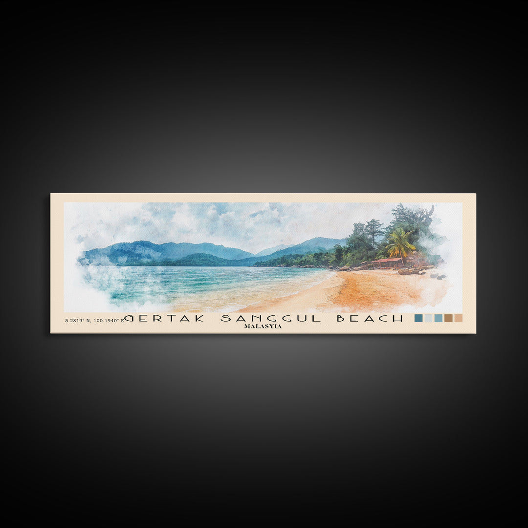 Gertak Sanggul Beach, Malasyia Watercolor Print, Vacation Gift, Malasyia Wall Art, Beach Painting, Beach Decor, Beach Or Lakehouse Art