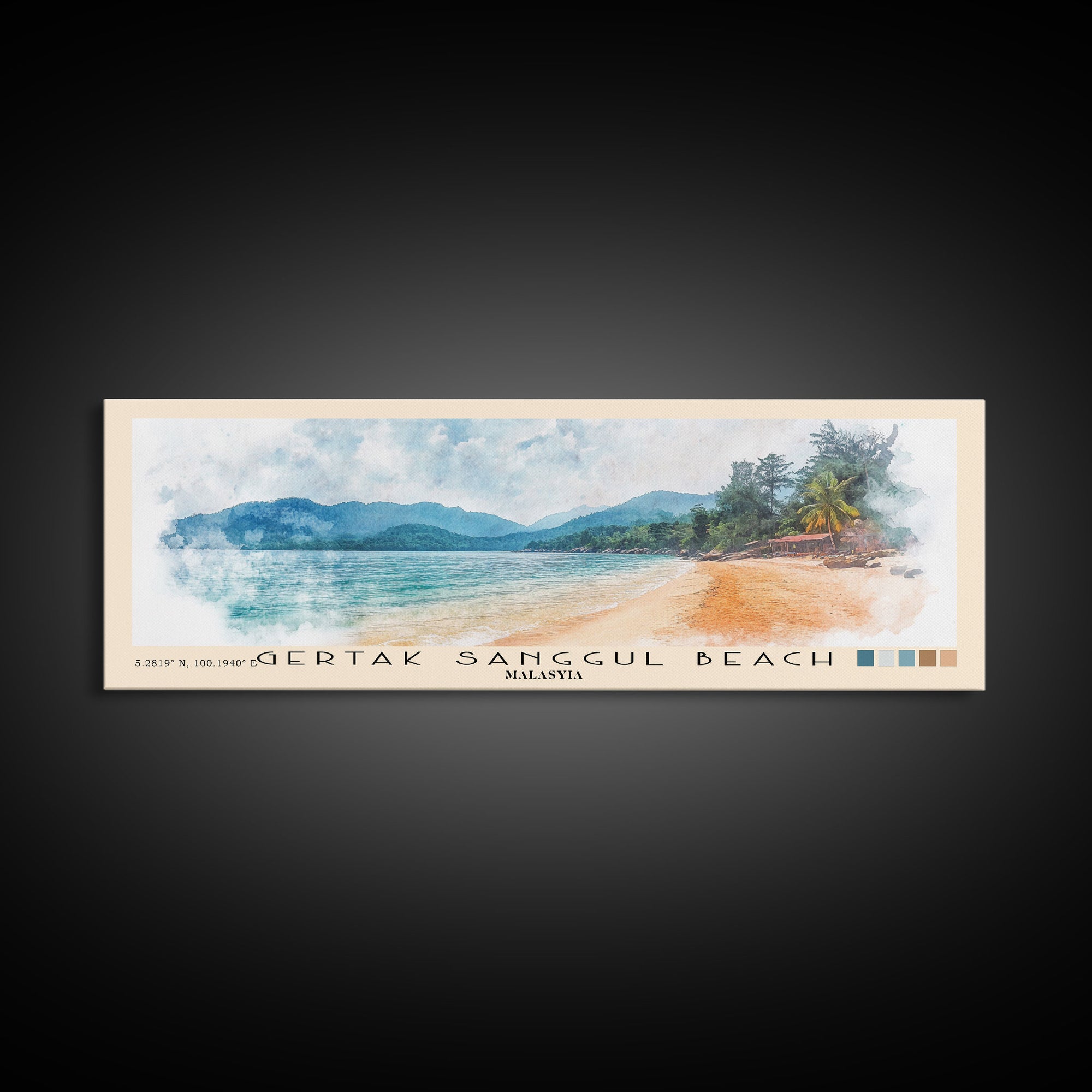 Gertak Sanggul Beach, Malasyia Watercolor Print, Vacation Gift, Malasyia Wall Art, Beach Painting, Beach Decor, Beach Or Lakehouse Art