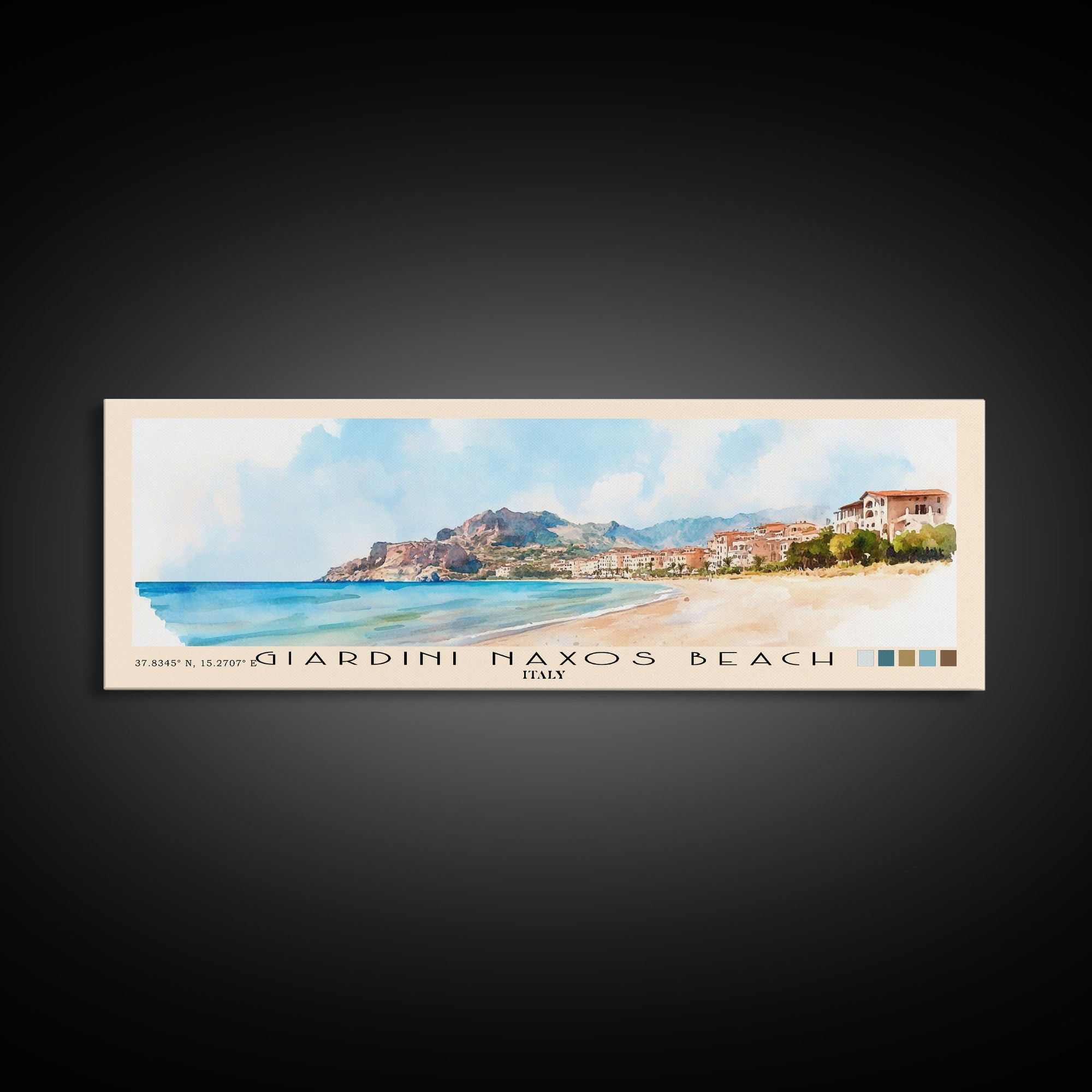 Giardini naxos beach, Italy Watercolor Beach Print, Vacation Gift, Italy Wall Art, Beach Painting, Beach Decor, Beach Painting