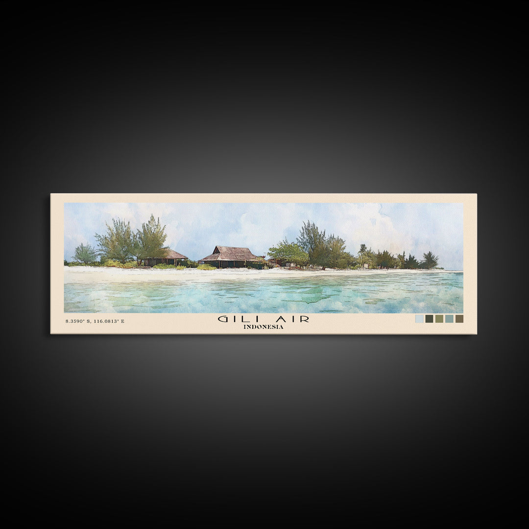Gili Air, Indonesia Watercolor Print, Vacation Gift, Indonesia Wall Art, Vacation Wall Art, Vacatation Memories, Beach Decor, Beach Or Lakehouse Art