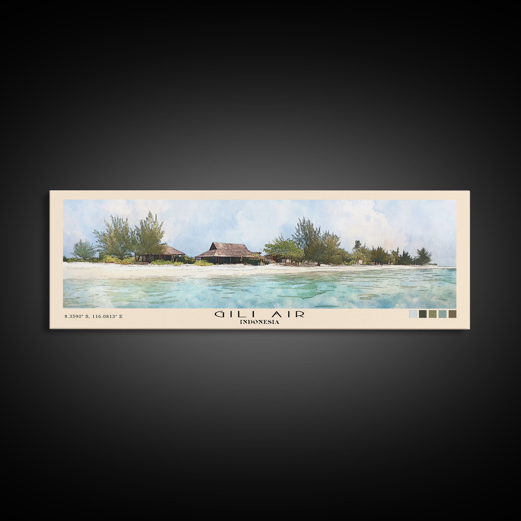 Gili Air, Indonesia Watercolor Print, Vacation Gift, Indonesia Wall Art, Vacation Wall Art, Vacatation Memories, Beach Decor, Beach Or Lakehouse Art