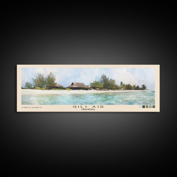 Gili Air, Indonesia Watercolor Print, Vacation Gift, Indonesia Wall Art, Vacation Wall Art, Vacatation Memories, Beach Decor, Beach Or Lakehouse Art