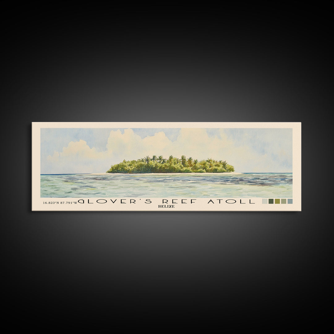 Glover’s Reef Atoll, Belize Watercolor Beach Print, Vacation Gift, Belize Wall Art, Beach Painting, Beach Decor, Beach Painting