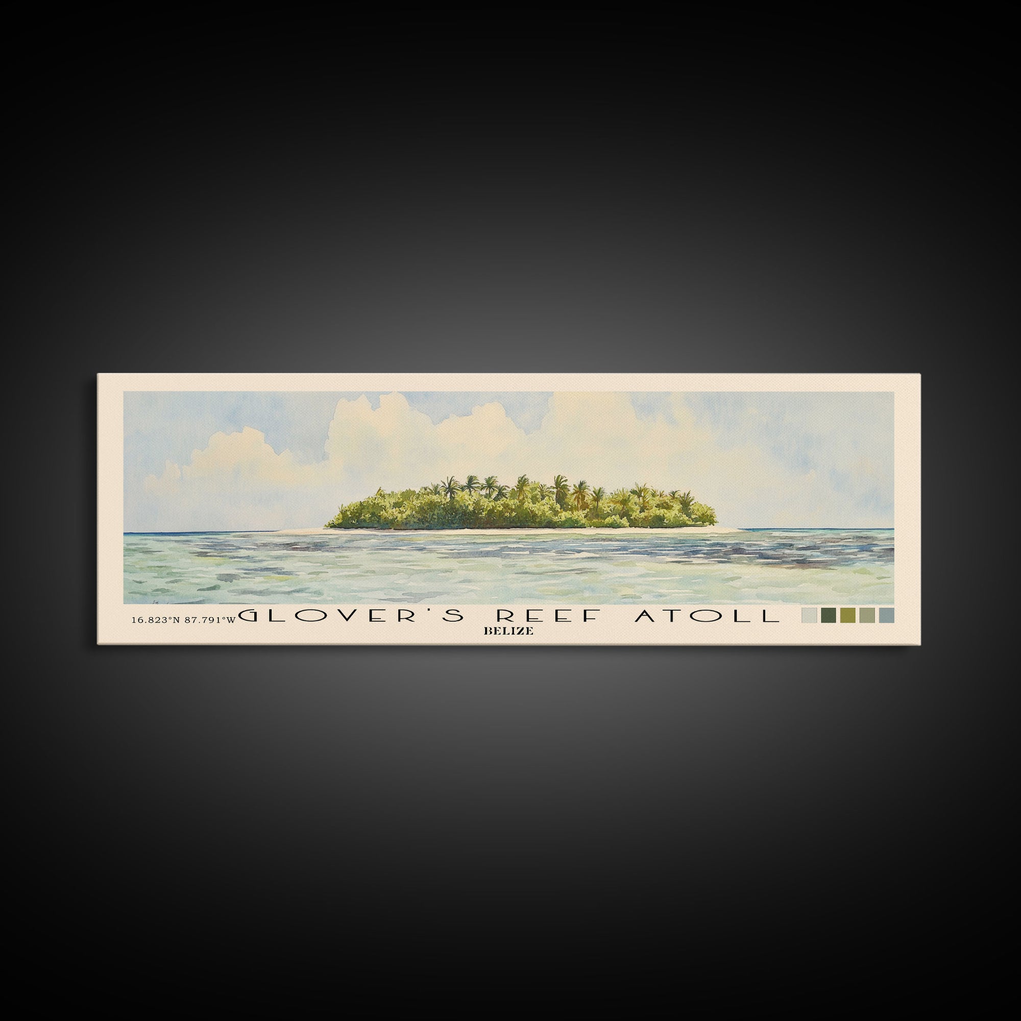 Glover’s Reef Atoll, Belize Watercolor Beach Print, Vacation Gift, Belize Wall Art, Beach Painting, Beach Decor, Beach Painting