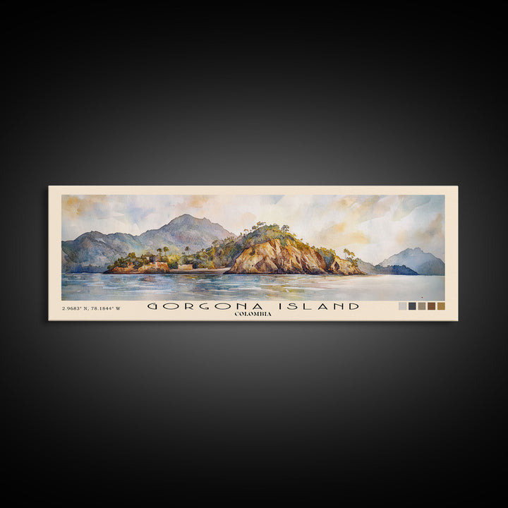 Gorgona Island, Colombia Watercolor Print, Vacation Gift, Colombia Wall Art, Beach Painting, Beach Decor, Large Wall Art, Wood Frame Art