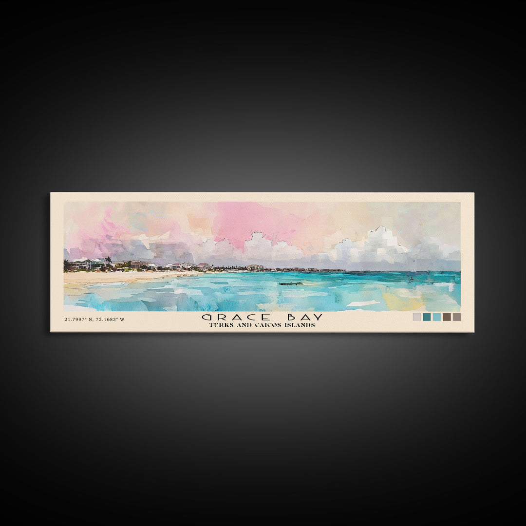Grace Bay, Turks and Caicos Islands Watercolor Print, Vacation Gift, Turks and Caicos Islands Wall Art, Vacation Wall Art, Vacatation Memories, Beach Decor, Beach Or Lakehouse Art