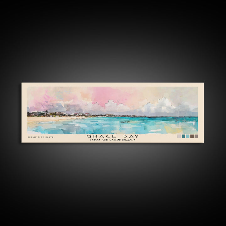 Grace Bay, Turks and Caicos Islands Watercolor Print, Vacation Gift, Turks and Caicos Islands Wall Art, Vacation Wall Art, Vacatation Memories, Beach Decor, Beach Or Lakehouse Art
