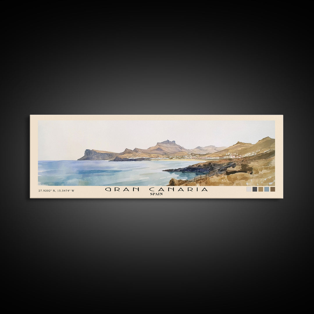 Gran Canaria, Spain Watercolor Beach Print, Vacation Gift, Spain Wall Art, Beach Painting, Beach Decor, Beach Painting