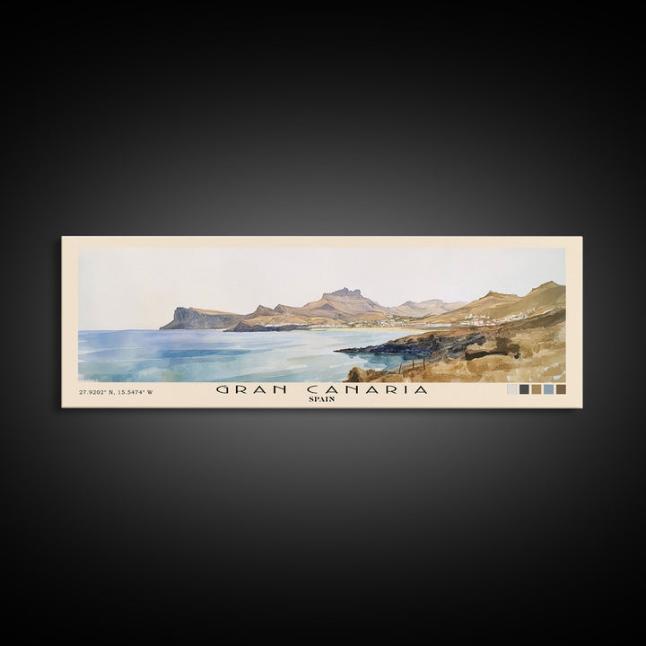 Gran Canaria, Spain Watercolor Beach Print, Vacation Gift, Spain Wall Art, Beach Painting, Beach Decor, Beach Painting