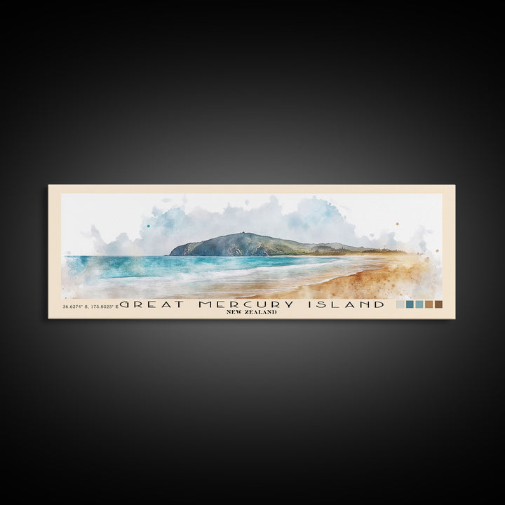 Great Mercury Island, New Zealand Watercolor Print, Vacation Gift, New Zealand Wall Art, Vacation Wall Art, Vacatation Memories, Beach Decor, Beach Or Lakehouse Art